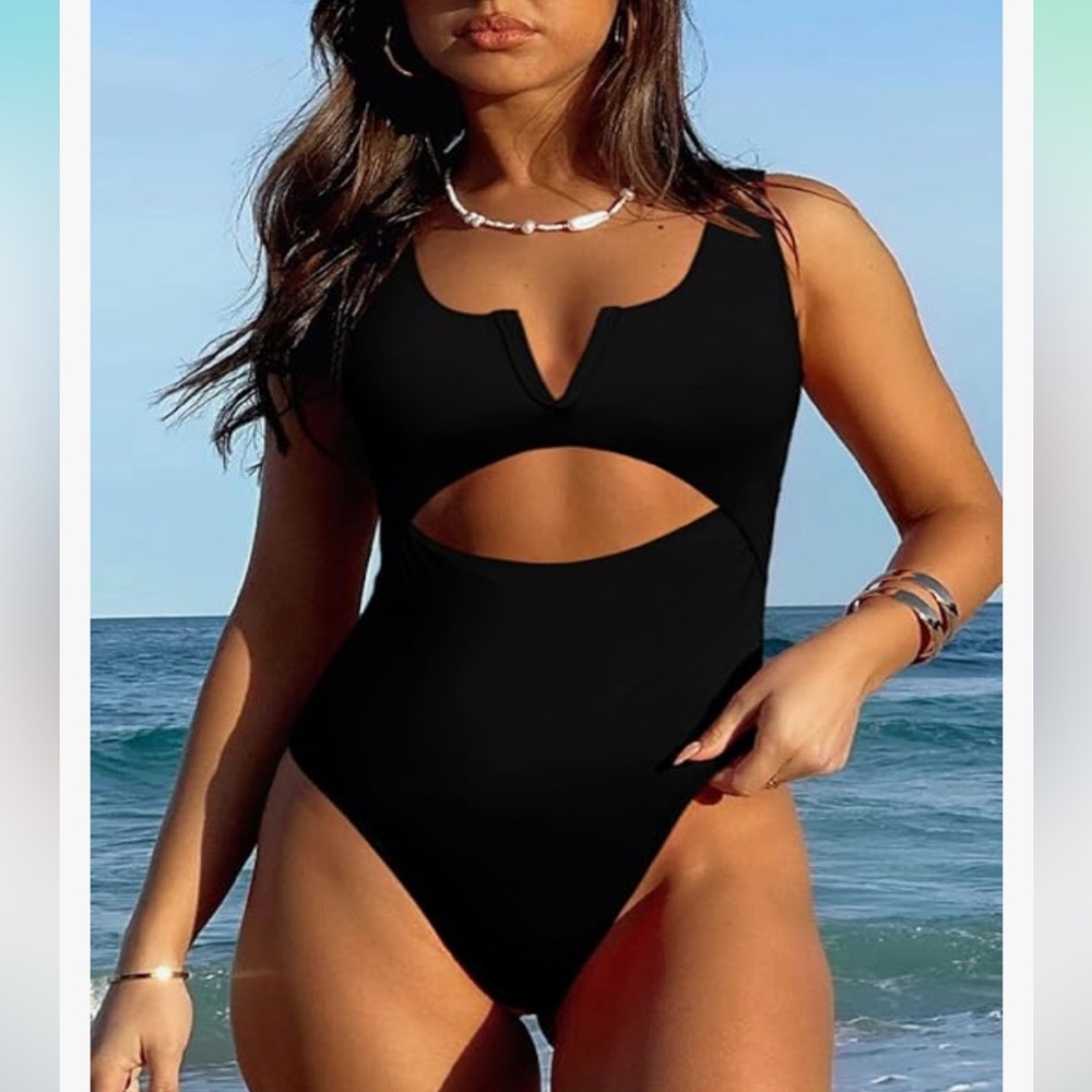 Elegant Black Cutout One-Piece Swimsuit